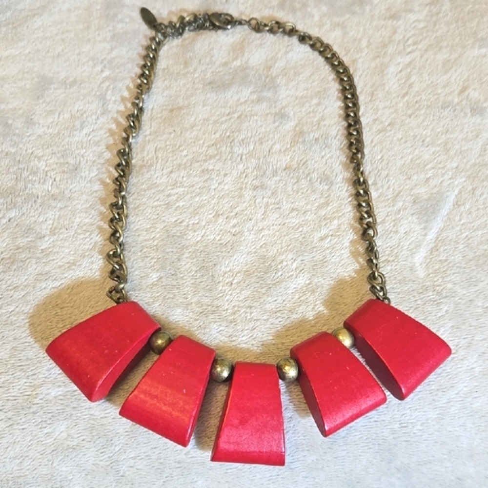 #209 Plunder Bold Red Geometric Statement Necklace - image 1